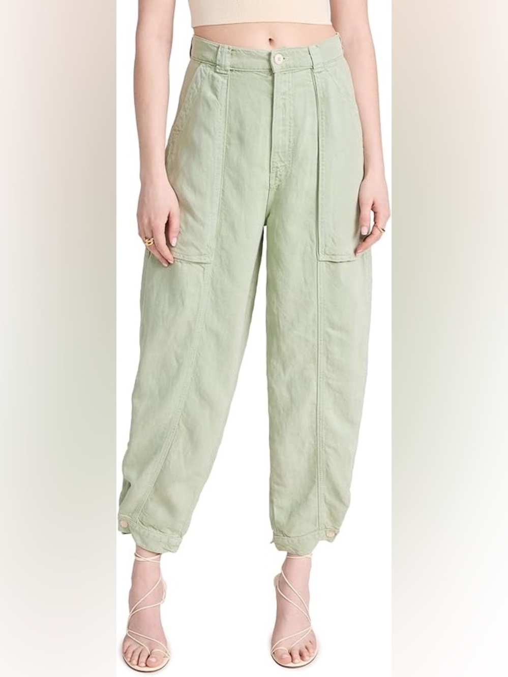 Mother women’s The Patch Pocket Chute Flood Jeans Cameo Green 27